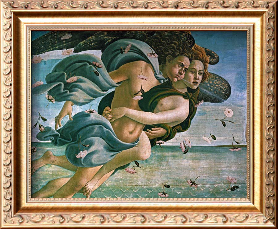 Birth Of Venus, Detail Mythological Couple By Sandro Botticelli